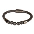 Bransoletka skórzana pleciona z czarnymi koralikami.jpg