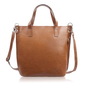 Skórzana torba shopper damska koniakowa Z-59-CG