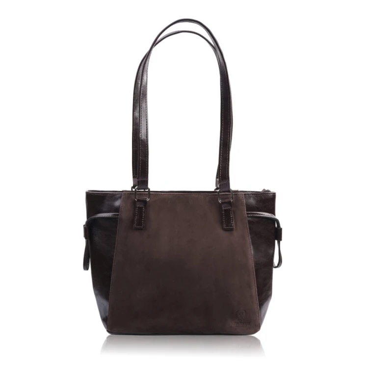 Brązowa skórzana torebka damska shopper z zamszem Z-58-BRZM.jpg
