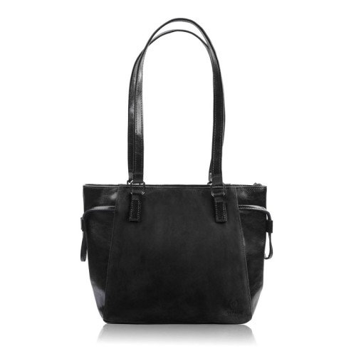 Czarna skórzana torebka damska shopper z zamszem Z-58-BLZM.jpg
