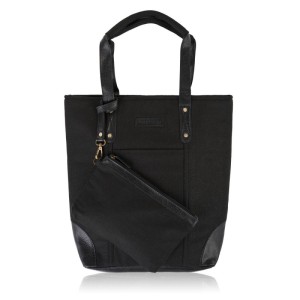 Torba shopper damska czarna z odpinaną kosmetyczką E-23-BL