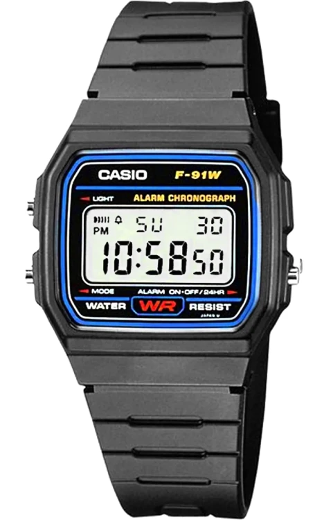 Czarny zegarek cyfrowy CASIO F-91W-1YEG z wyświetlaczem LCD.jpg