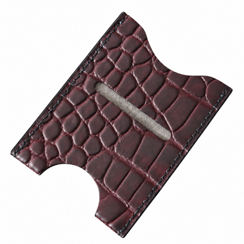 Skórzane bordowe etui na karty – skóra tłoczona.png