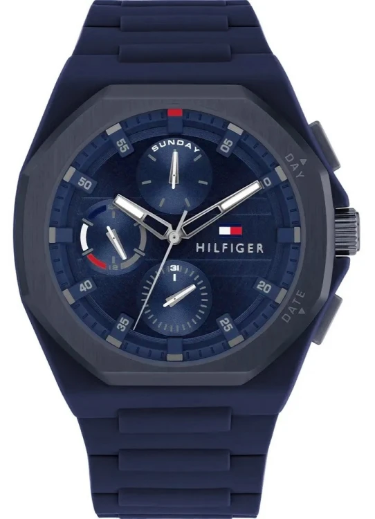 Granatowy zegarek męski Tommy Hilfiger z silikonowym paskiem.jpg