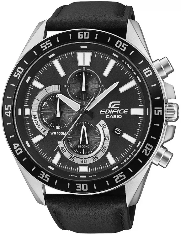 Zegarek męski CASIO EDIFICE EFV-620L-1AVUEF z czarną tarczą i skórzanym paskiem.jpg