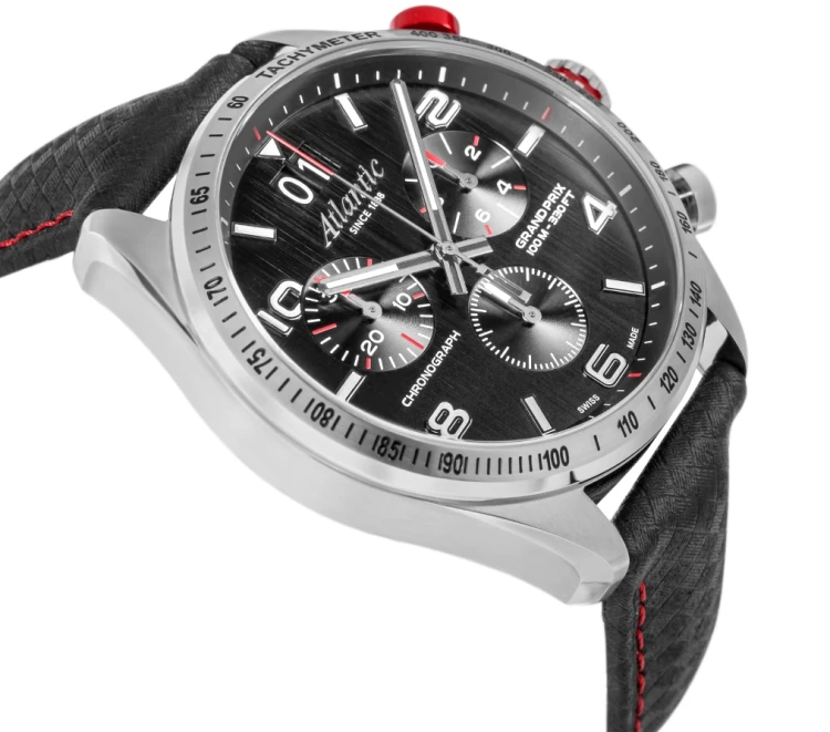 Srebrna koperta zegarka Atlantic Grand Prix Chrono 55463.41.65