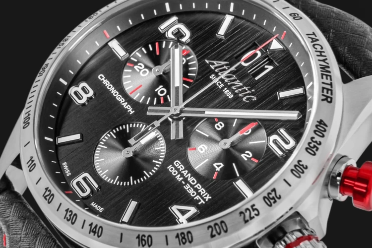 Chronograf i tachymetr Atlantic Grand Prix Chrono 55463.41.65