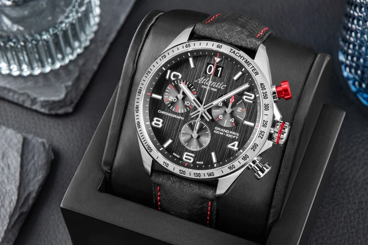 Atlantic Grand Prix Chrono 55463.41.65 z czarną tarczą i tachymetrem