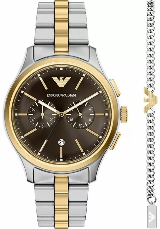 Zegarek męski Emporio Armani Dario Chronograph AR80084SET z brązową tarczą