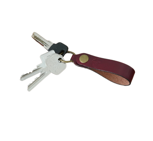 Bordowy skórzany pasek do kluczy Rockleather z kluczami